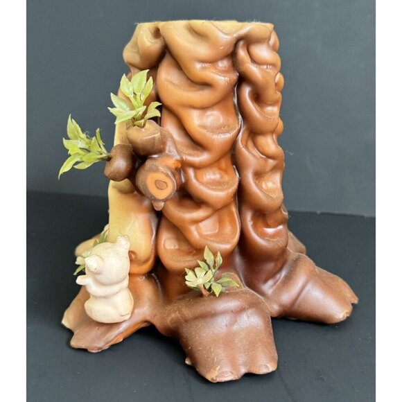 3 Little Pigs Boho Candle Decor Tree Stump Vintage 6” Large Log German Carved - Picture 4 of 10